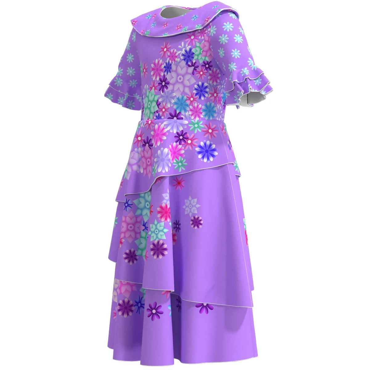 Детское платье для косплея Изабелла Мадригала фиолетовое с длинной юбкой и