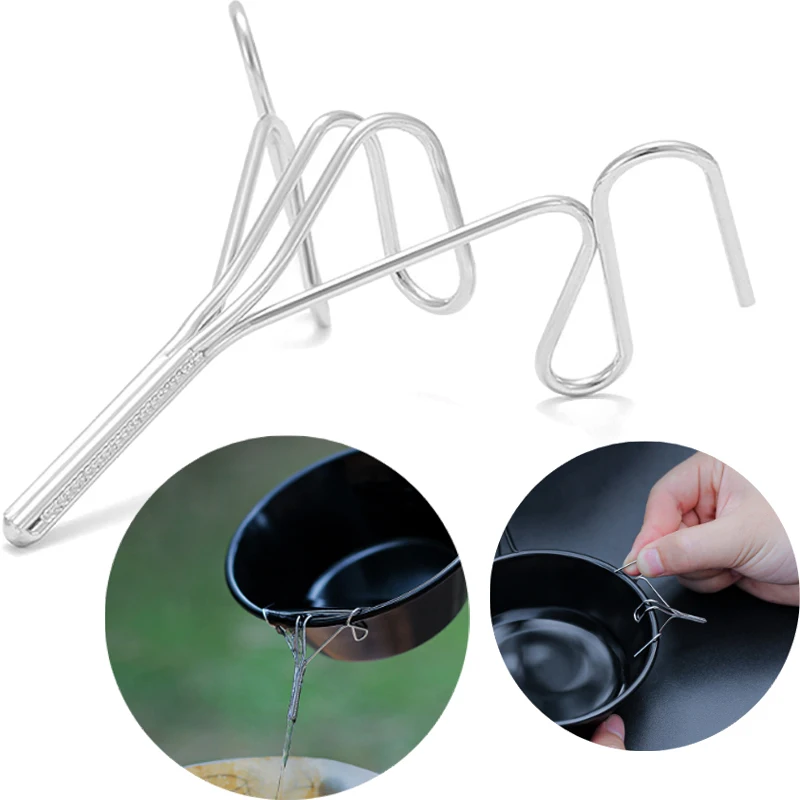 

1PC Camping Coffee Water Drain Spout Stainless Steel Portable Teapot Drainage Nozzle Outdoor Cup Guide Frame Camping Accessories
