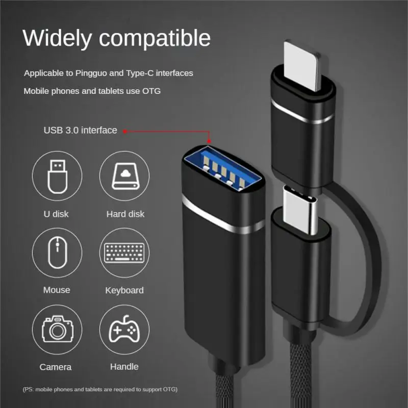 

2 In 1 Type C Usb To USB3.0 Adapter USB-C Data Transfer Cable For Samsung Xiaomi Huawei Type-C Phone USB 3.0 OTG Cable