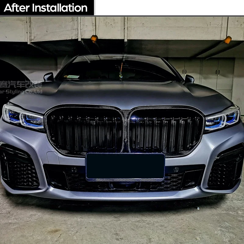Фото 3 * 3K решетка переднего бампера из углеродного волокна для BMW 7 серии Facelift G11 G12 LCI 2019-2022 730i 730Li 740i 745e 750i 750Ld M760Li №2
