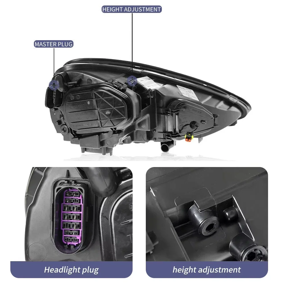 Фото Комплект из 2 фар LXBY для Porsche Cayenne 2011-2014: Обновленные светодиодные матричные передние фары, автомобильные аксессуары №3