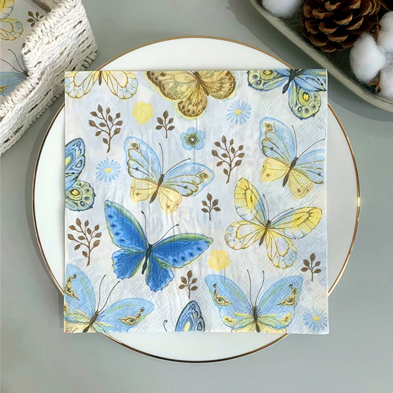 

Винтажные бумажные салфетки в виде бабочки для посуды для вечеринки, свадьбы, Рождества, праздника