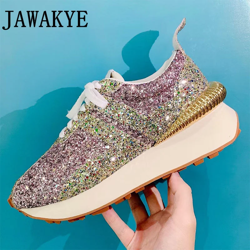 

Дизайнерские Брендовые женские повседневные кроссовки со стразами, женские кроссовки на шнуровке, кожаная женская обувь