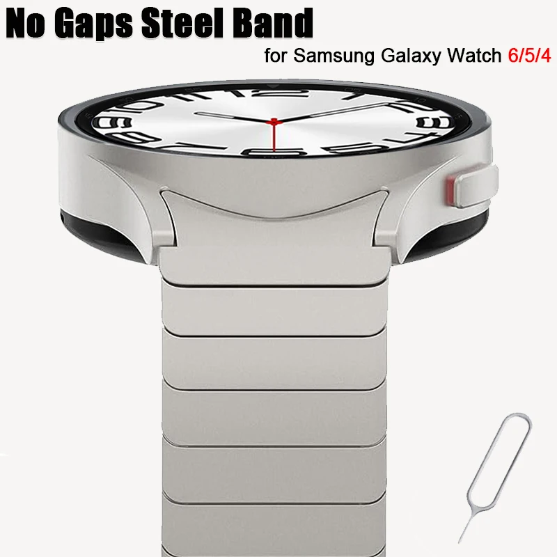 

No Gaps Stainless Steel Band For Samsung Galaxy Watch 6 Classic 43 47mm 40 44mm 5Pro 45mm For 4classic 42 46mm Curved End Strap
