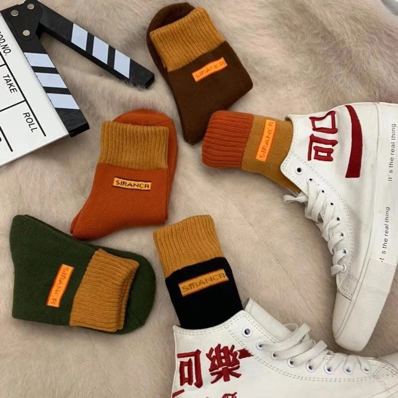 

FINETOO Women Colorful Girls Elastic Sox Print Socks Girls Cute Harajuku Socks Casual Female High Quality Sokken Cotton Socks
