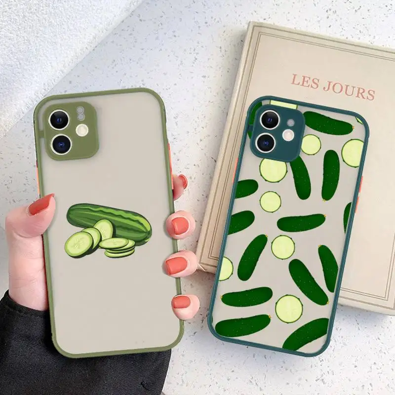 

cucumber cute cartoon Phone Case matte transparent For iphone 11 12 13 6 s 7 8 plus mini x xs xr pro max cover
