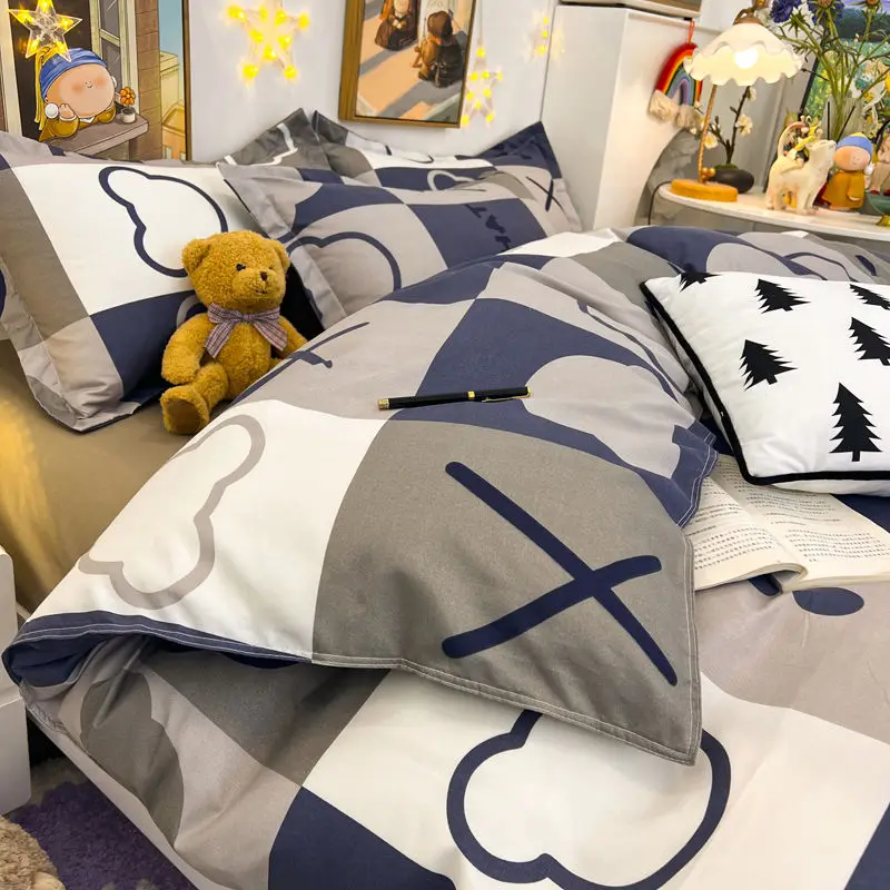 Постельное белье ins фэн-шуй из промытого хлопка четырех предметов маленькая