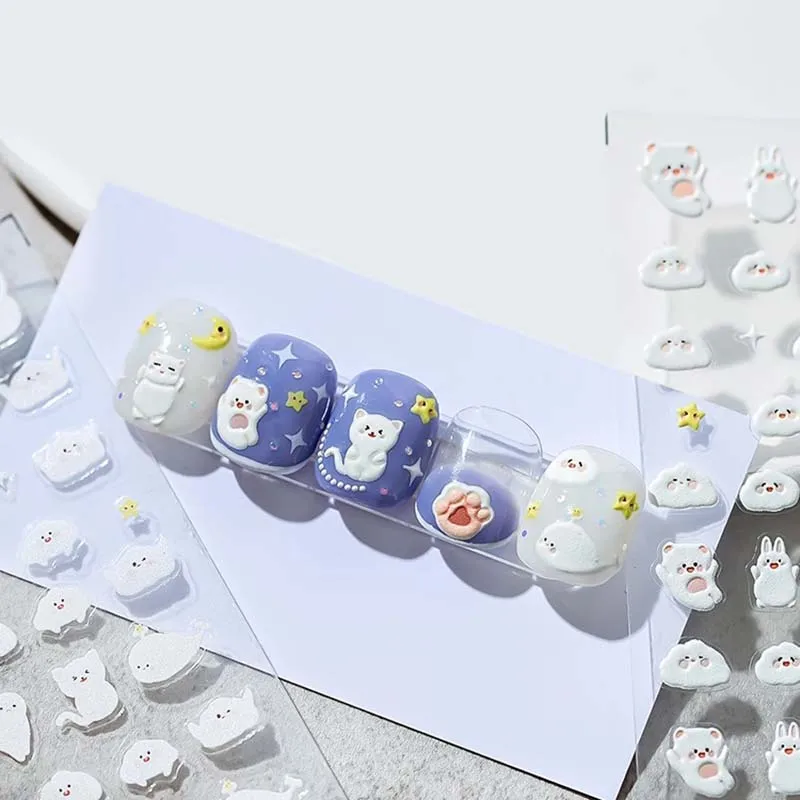 Высококачественная клейкая 3D наклейка для ногтей s прекрасное Белое Облако