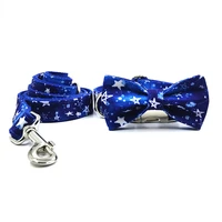 high quality dog cat collar leash set eco friendly puppy collar fasion blue stars metal buckle collars for small medium dogs