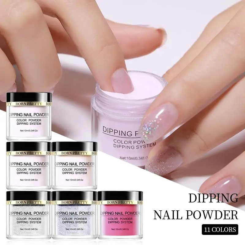 

BORN PRETTY Dipping Nail Powder Gradient French Glitter Dust Power Natural Dry Witout Cure Dip Nail Power Decoration Manicure