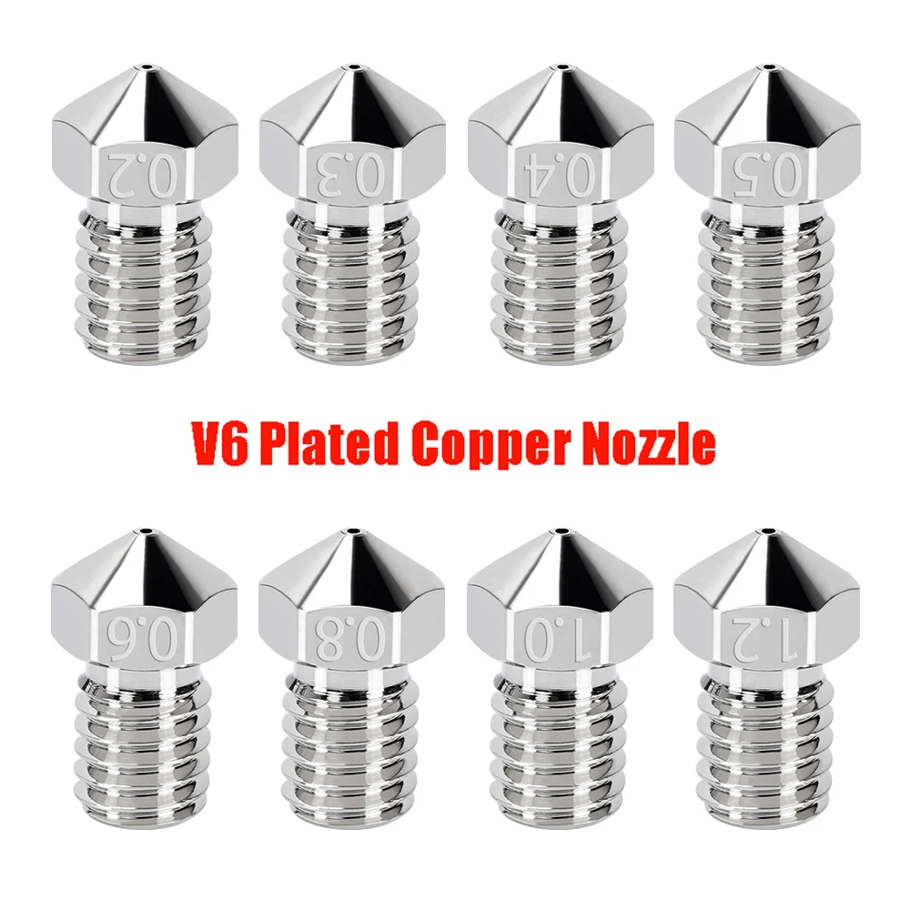 

2pcs E3D Nozzle V5 V6 High Temperature Resistance Nickel Copper Plated V6 Nozzles For 1.75mm Carbon Fiber PETG Filament