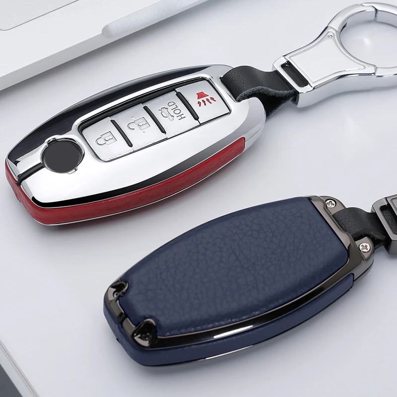 

For Versa Nissan Case Sentra Armada Forinfiniti Key Car Metal Murano Leather Qashqai Holder X-trail Rogue