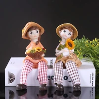 sunflower couple children decoration crafts statues miniature figurines for wall shelf table desktop car dashboard decor