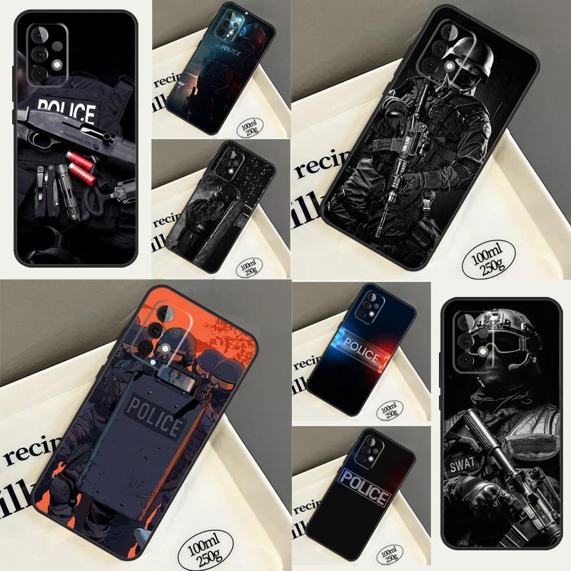 Полицейский SWAT ФБР чехол для телефона Samsung Galaxy A54 A34 A24 A14 A52 A32 A12 A53 A33 A13 A51 A71 A50 A70 A52S