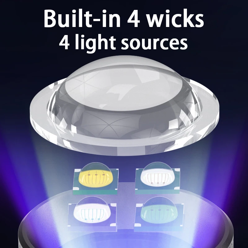 Светодиодный фонарик яркий масштабируемый Водонепроницаемый 4 цвета источник