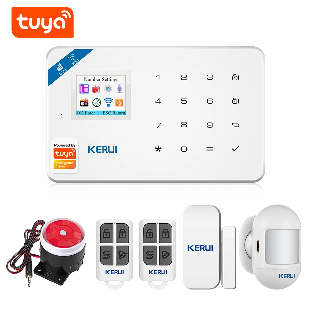 

Беспроводная домашняя сигнализация Kerui Tuya W181, Wi-Fi, GSM, IOS, Android, управление через приложение, GSM, SMS, охранная система для домашней безопасности