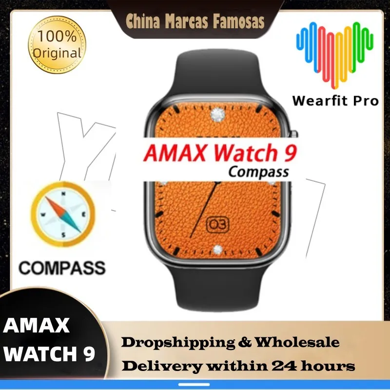 

NEW Original AMAX WATCH 9 Smartwatch Men's 2.1 inch Compass Voice Assistant Bluetooth Call Super 9 Smartwatch