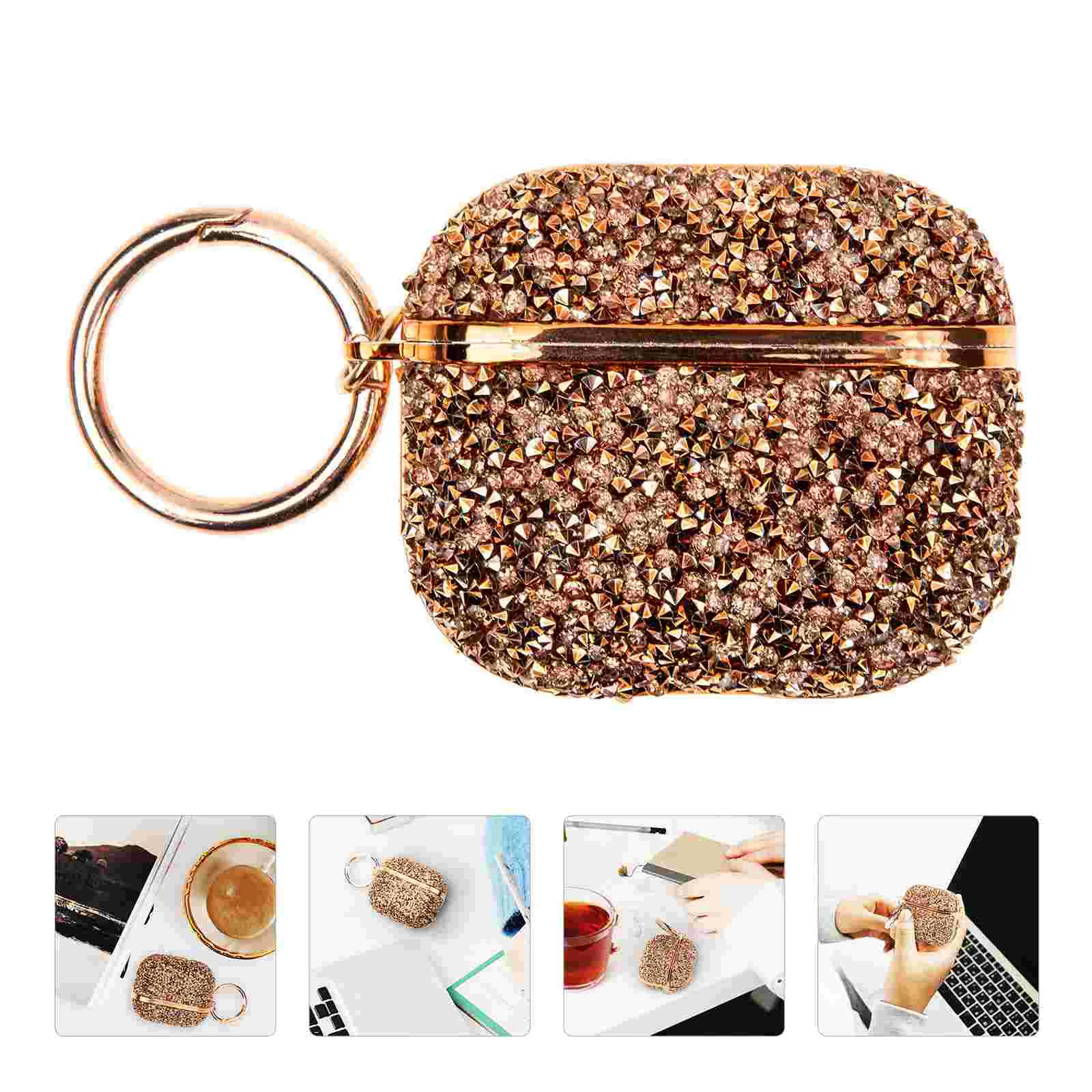 

Earphone Case Cover Headphone Sleeve Protector Wireless Rhinestone Earbud Wear Resistant Delicate Portable Proof Box Pouch