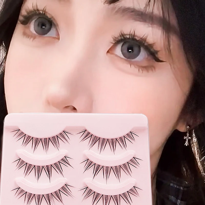 

New 5Pairs Cat Ear Comic Eyelashes Handmade Soft V Shape Thick Long Lashes Eyelash Extension Cosplay Eye Makeup Tools Wholesale