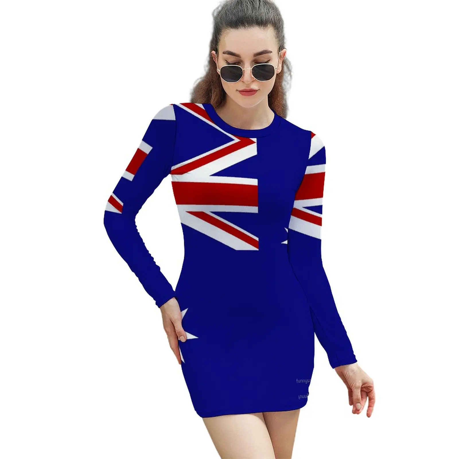 

Exotic Australia Day Aussie Flag Long-sleeved Sheath Dress Funny Novelty Cocktails Woman's Clothing The Dress Vintage