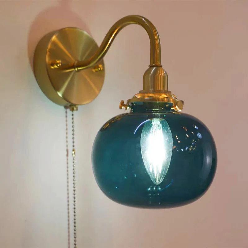 

E14 Retro Elbow Glass Wall Lamp Bedroom Bedside Nordic Porch Aisle Bathroom Mirror Headlight