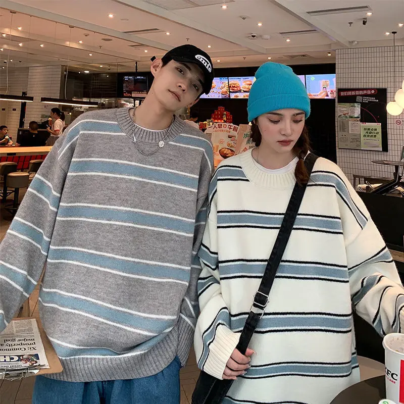 

Новинка осени 2023, роскошный модный полосатый свитер, Мужской Свободный Повседневный свитер, подходящая ко всему бутиковая одежда, простой стиль