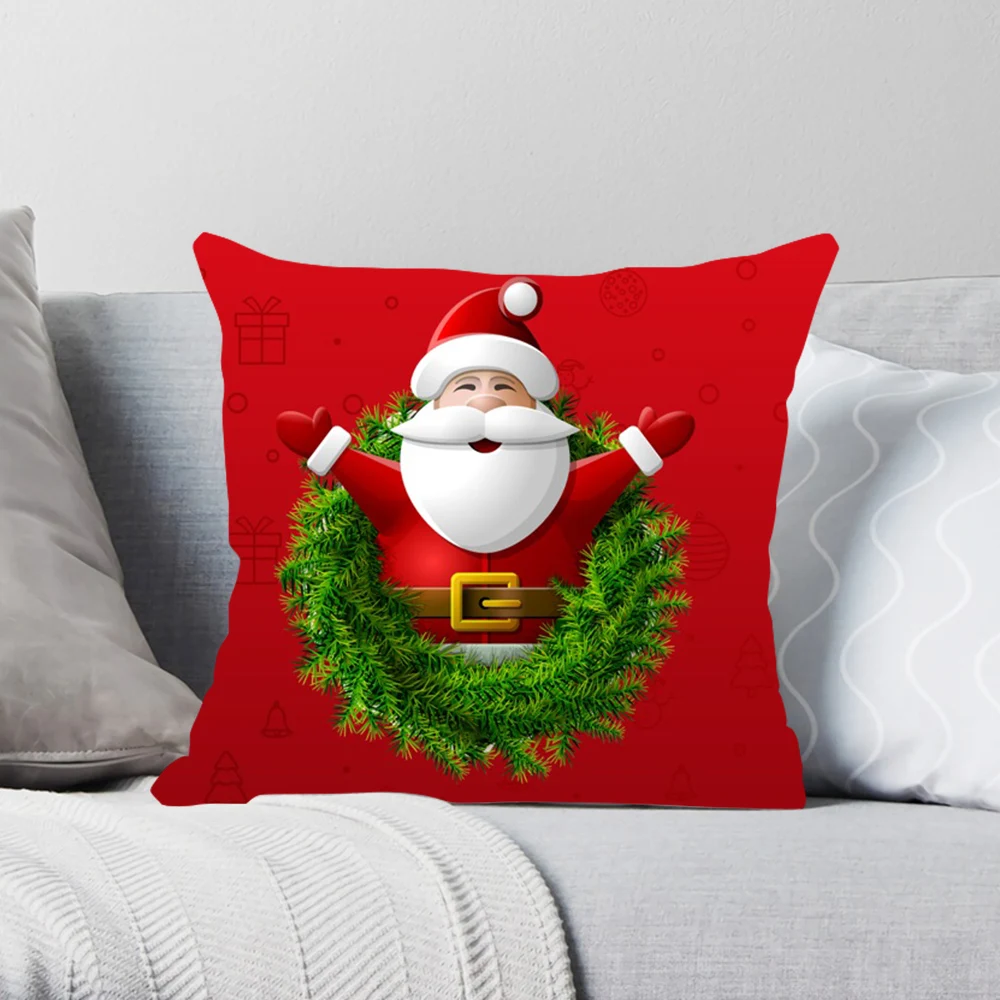 

CLOOCL Christmas Pillowcase Room Sofa Home Decoration 2023 Santa Claus Printing Plush Cushion Cover 45X45cm 40X60cm Pillow Cover