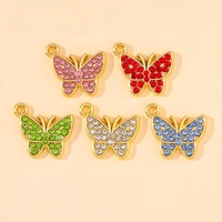 20pcs fashion rhinestones zircon butterfly charms pendants for diy women popular jewelry exquisite bracelet necklace accessories