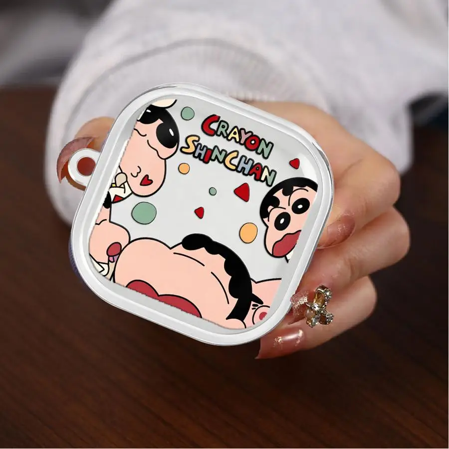 Фото Чехол для наушников Samsung Galaxy Buds 3 Pro, 4 Pro, 2 Pro, 2 Live, 3 FE, 4 Pro, прозрачный, с крючком, дизайн Crayon Shin-Chan №1