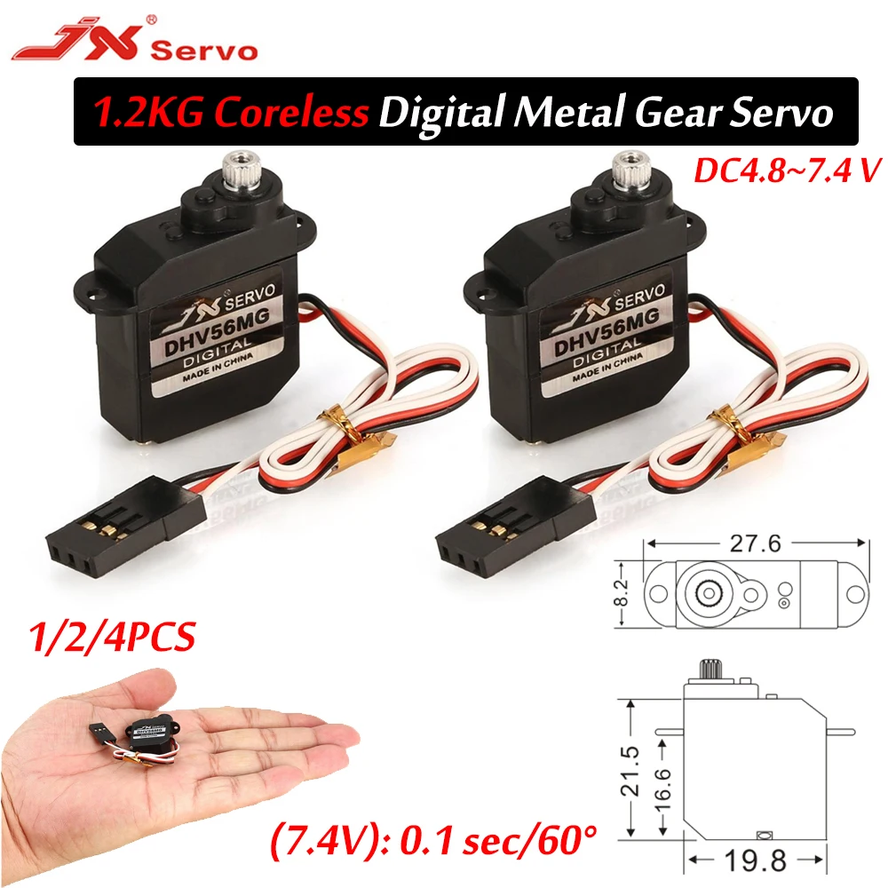 Мини сервопривод без сердечника JX 1,2 кг, 1/2/4 шт., PDI-DHV56MG 5,6g, цифровой Крутящий момент рулевого управления, металлическая Шестерня HV для радиоуправляемой модели, запасная часть неподвижного крыла Мини сервопривод без сердечника JX 1,2 кг, 1/2/4 шт., PDI-DHV56MG 5,6g, цифровой Крутящий момент рулевого управления, металлическая Шестерня HV для радиоуправляемой модели, запасная часть неподвижного крыла