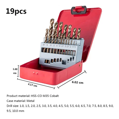 M35 HSS-CO 5% набор спиральных Сверл из кобальта метрические прямые фотообои с металлическим чехлом для сверления дерева и металла из нержавеющей стали