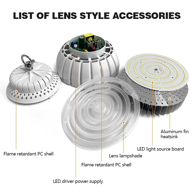 Фото Новая светодиодная лампа High Bay Light 65W 100W, высокая яркость, энергосберегающая, для внутреннего освещения складов, заводов, мастерских, гаражей, коммерческого освещения №5