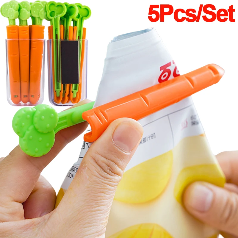 

1-5pcs/set Portable Bag Seal Clips Kitchen Storage Food Snack Bag Carrot Sealing Clip Tool Kitchen Sealer Clamp Accessories
