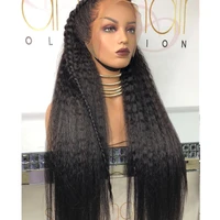 180%density 26inch soft yaki straight brazilian free part lace front wig for black women with baby hair heat temperature