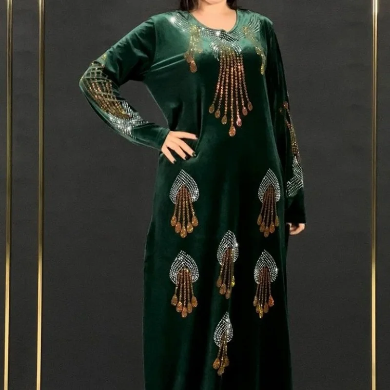 

Африканская абайя, мусульманские платья для женщин 2023, традиционная Мода, бархатный бубоу, африканские женские длинные платья, качественны...