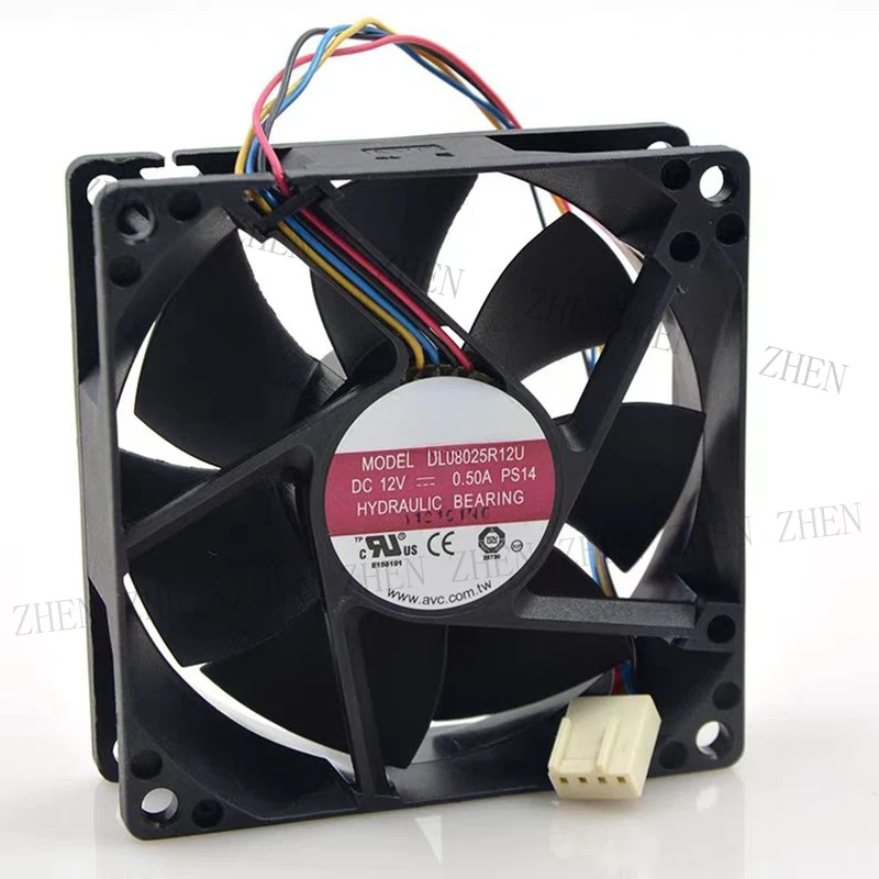 Фото Новый вентилятор охлаждения AVC DL08025R12U DC12V 0.50A 8025 8 см 4-проводной # QW №1
