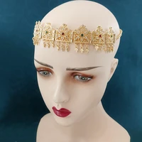 new moroccan wedding hair jewelry algerian womens headdress bridal hair chain gold plated rhine star moon hair chain