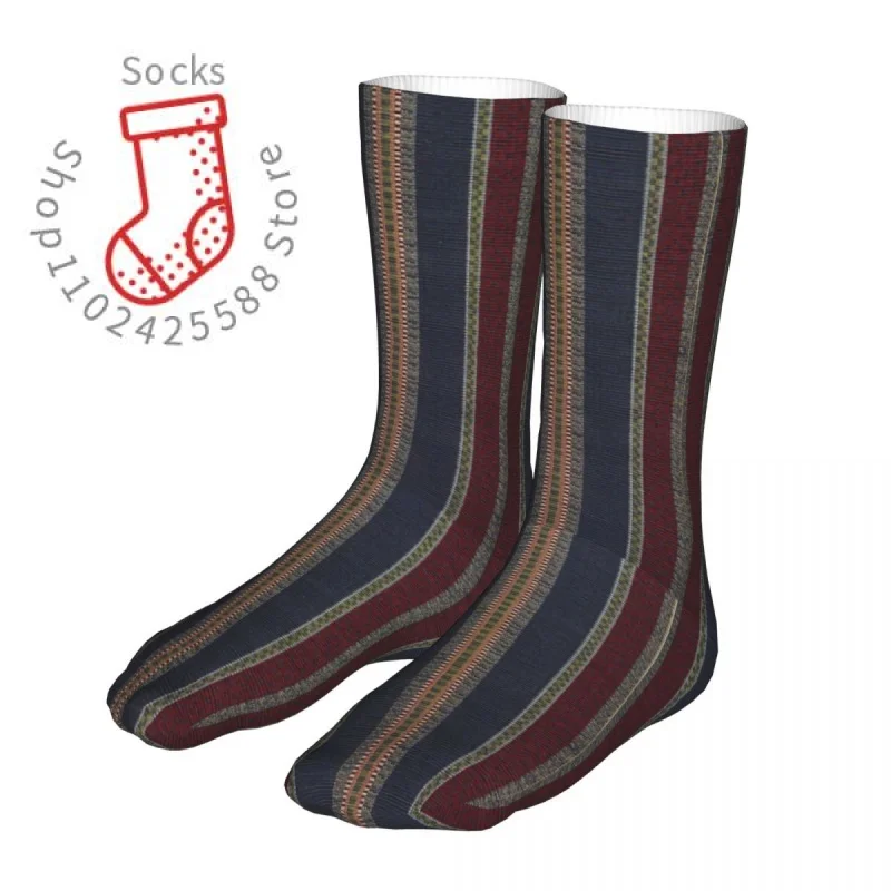 

Funny Navy Stripe Burgundy k Blue Country Tapestry Woman Socks 2022 Men Cycling Sock