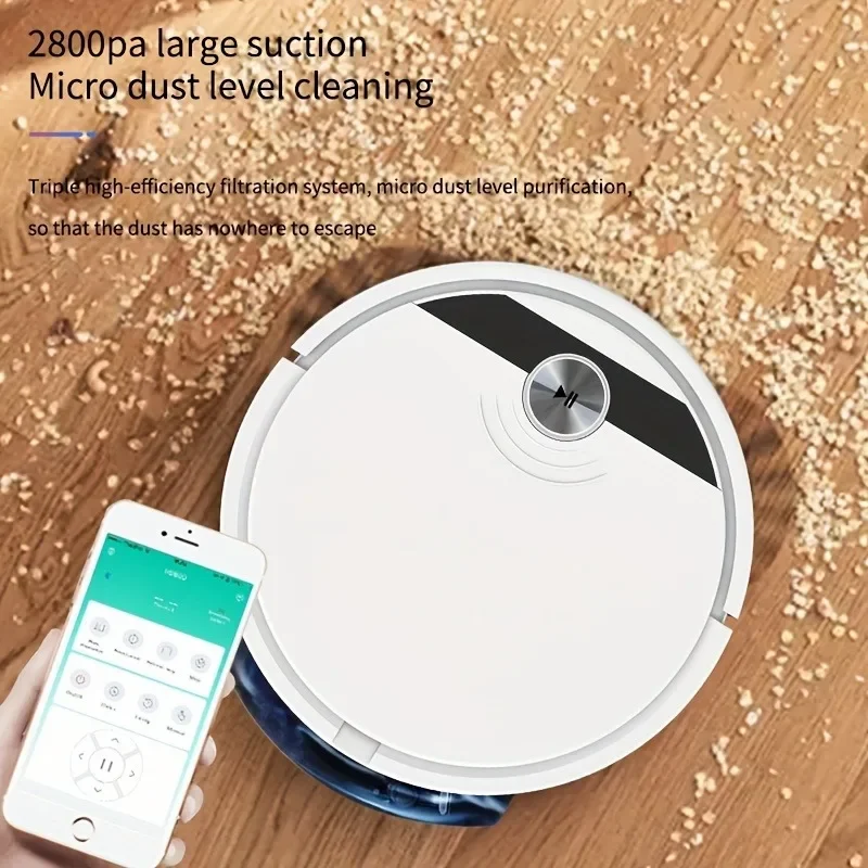 

1pc RS800 Smart Vacuum Cleaner Robot - 400ml Dustbox, Water Tank, Tangle-Free, Strong Suction, Low Noise, App