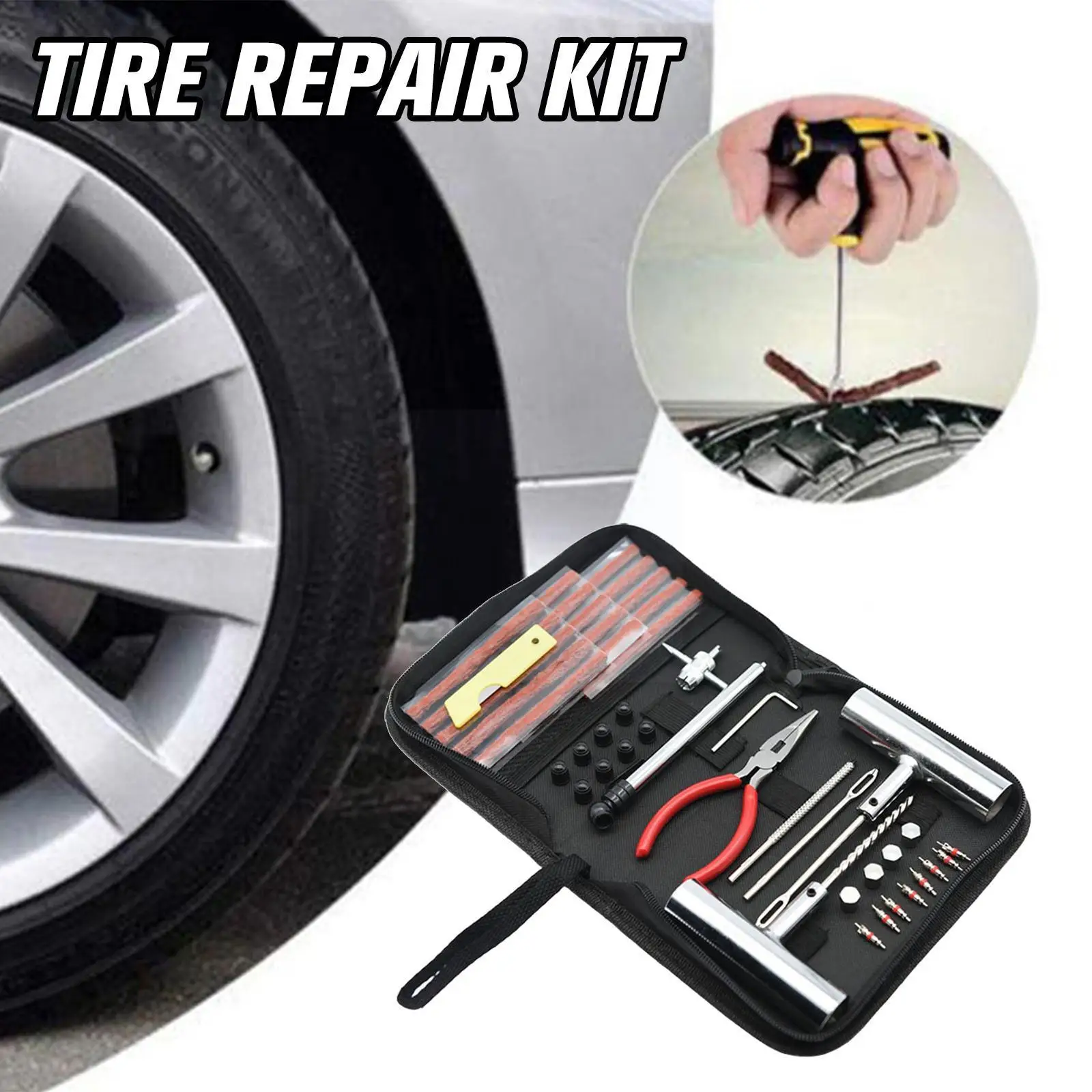 

Motorcycle Anti-puncture Kit 46pcs Flat Tyre Repair Kit Repair Tires Tire Tubeless Tools Repair Automotive Original Patch S N7x6