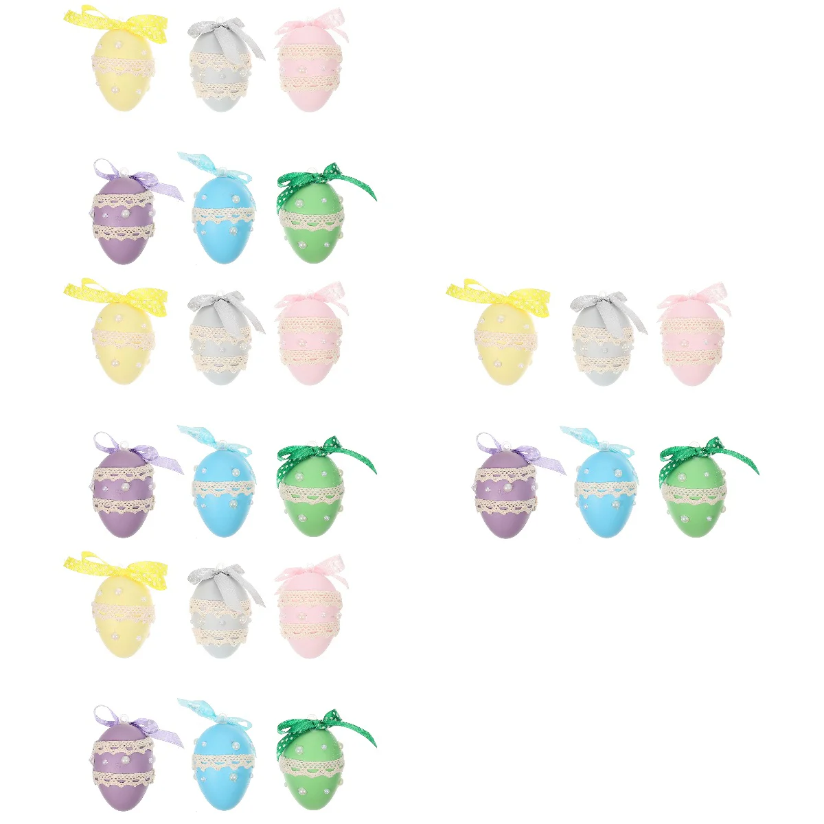 

24 pcs Simulation Egg Decoration Easter Party DIY Eggs Manual Ribbon Egg Props