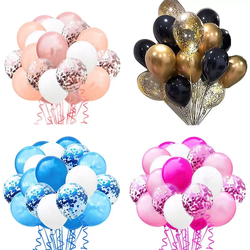 

21pcs 12inch Latex Confetti Mixed Balloons Happy Birthday Party Decorations Kids Adult Wedding Supplies Helium Gas For Baloon