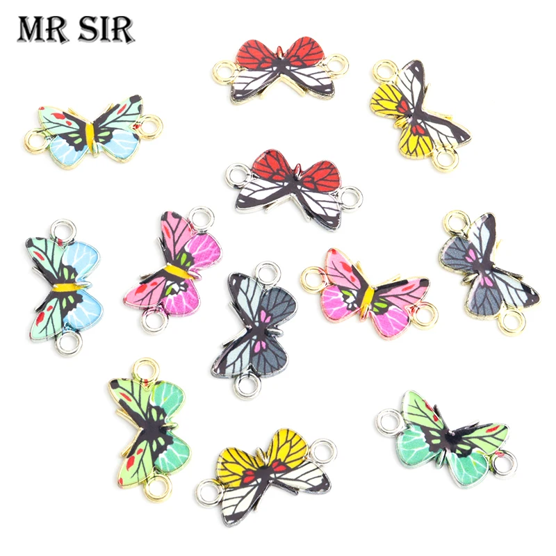 10 шт. забавные красочные эмалевые разъемы в форме бабочки трендовые печатные