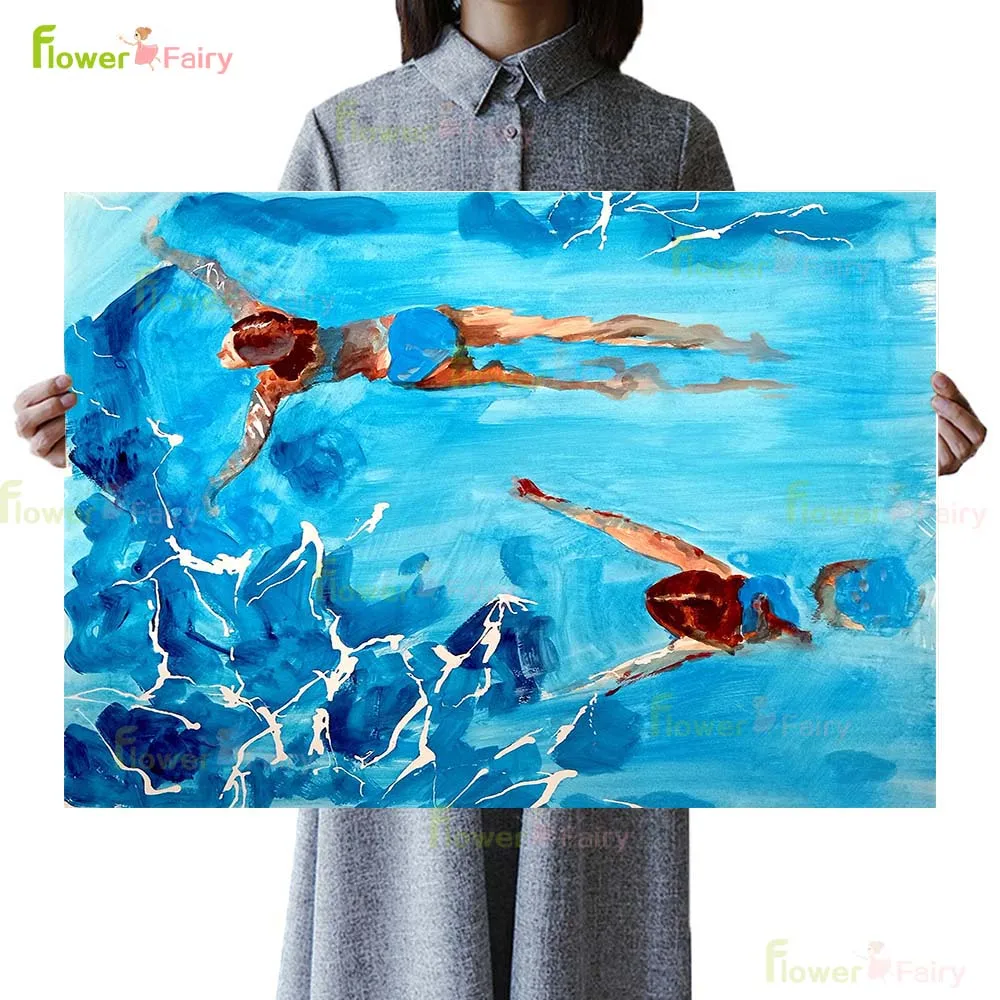 Плакат с принтом сексуальной девушки для плавания и дайвинга настенная Картина