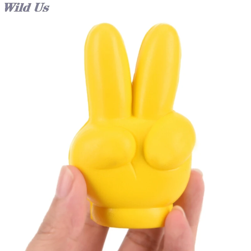 

1pc Cute Victory Finger Car Antenna Topper Eva Decorative Car Topper Balls Yellow