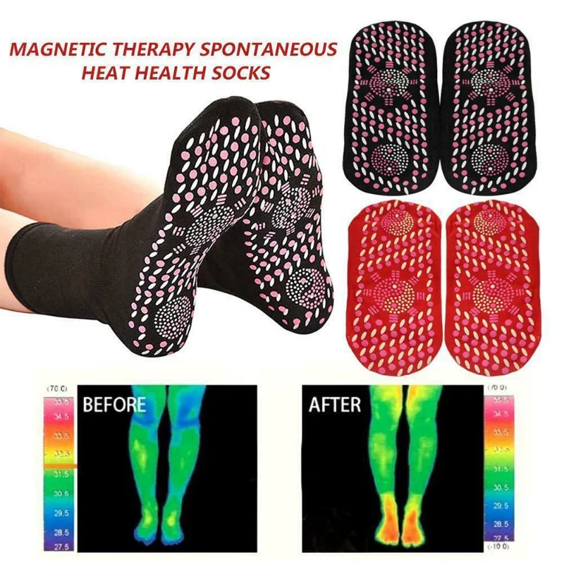 2Pairs Self-Heating Health Care Socks Tourmaline Magnetic Warm Sock Self-Heating Therapy Magnet Socks Unisex Warm Socks Unisex