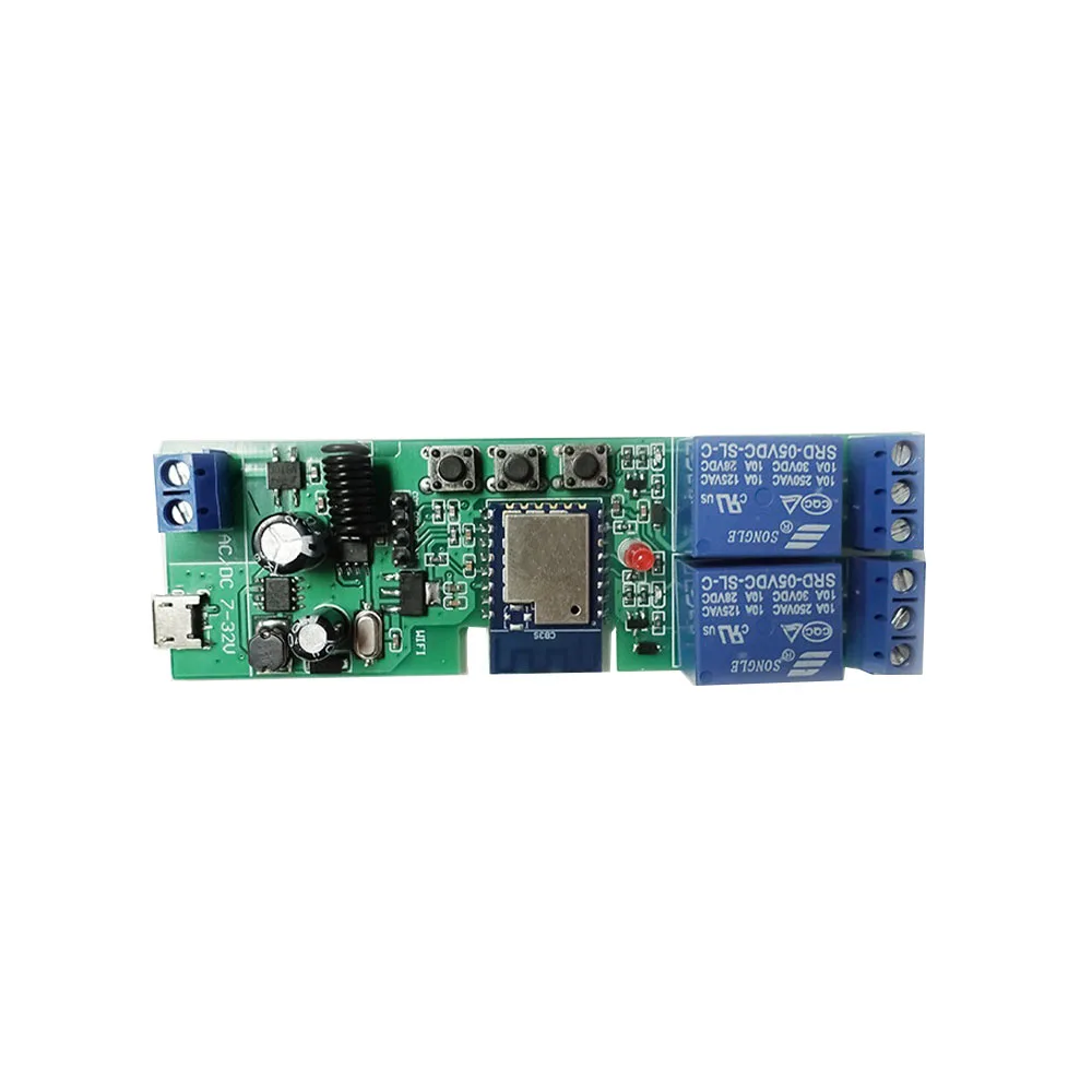

DC 5V/7V-32V 2 Channel WiFi Remote Control Relay 3 Mode Smart WiFi Remote Control Relay Switch for EWelink Tuya APP System