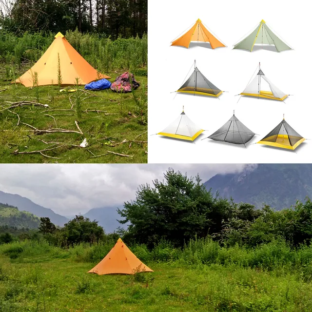 Ultralight 2-4 Person 3/4 Season Camping Tent /Inner Tent 20D Nylon Both Sides Silicone Coating Rodless Pyramid Outdoor Flysheet 5