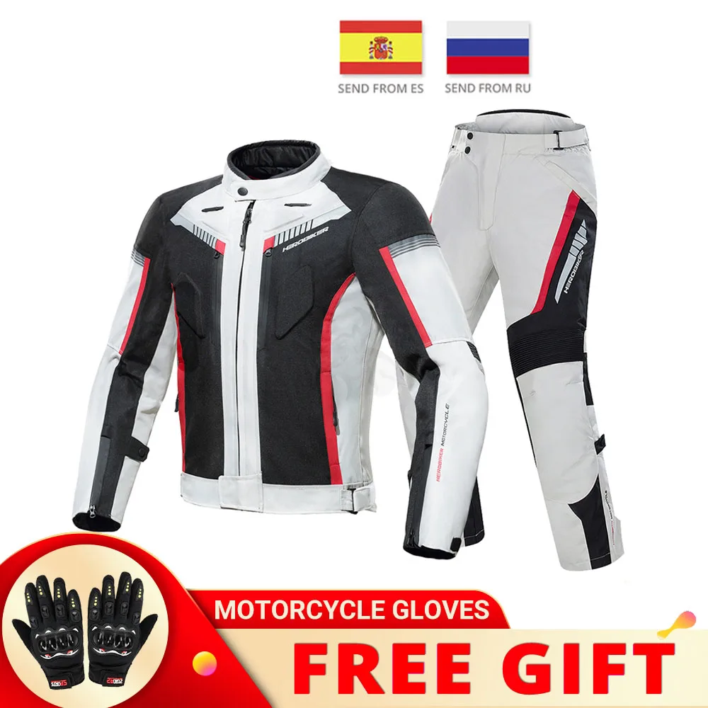 

Мотоциклетная куртка HEROBIKER, Мужская мотоциклетная ветрозащитная куртка для верховой езды, боди-армированная зимняя водонепроницаемая гоно...