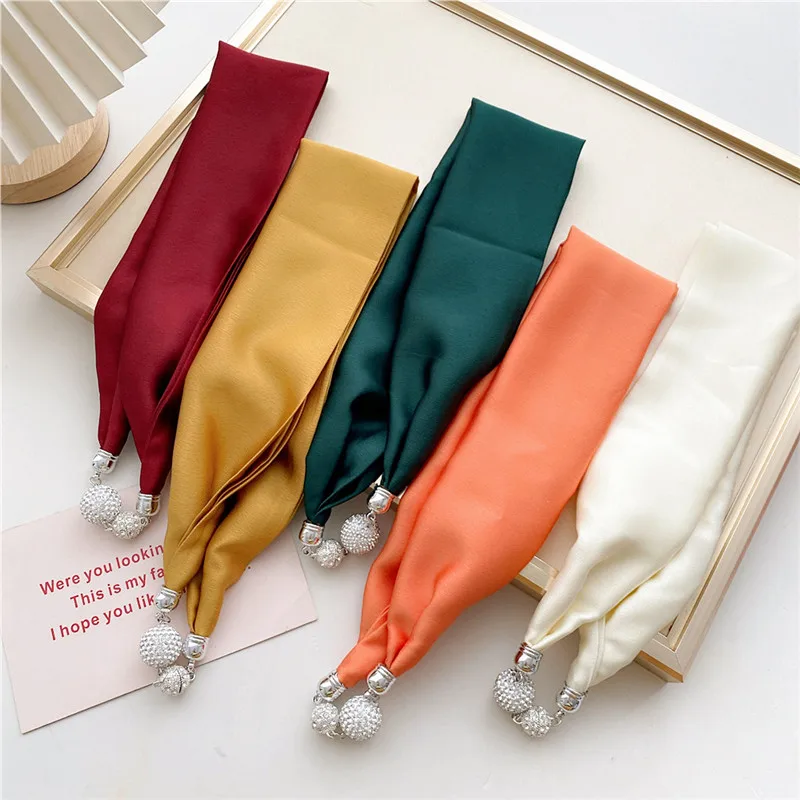 Однотонный принт искусственные шарфы кольцо магнитная пряжка пуговица шейный